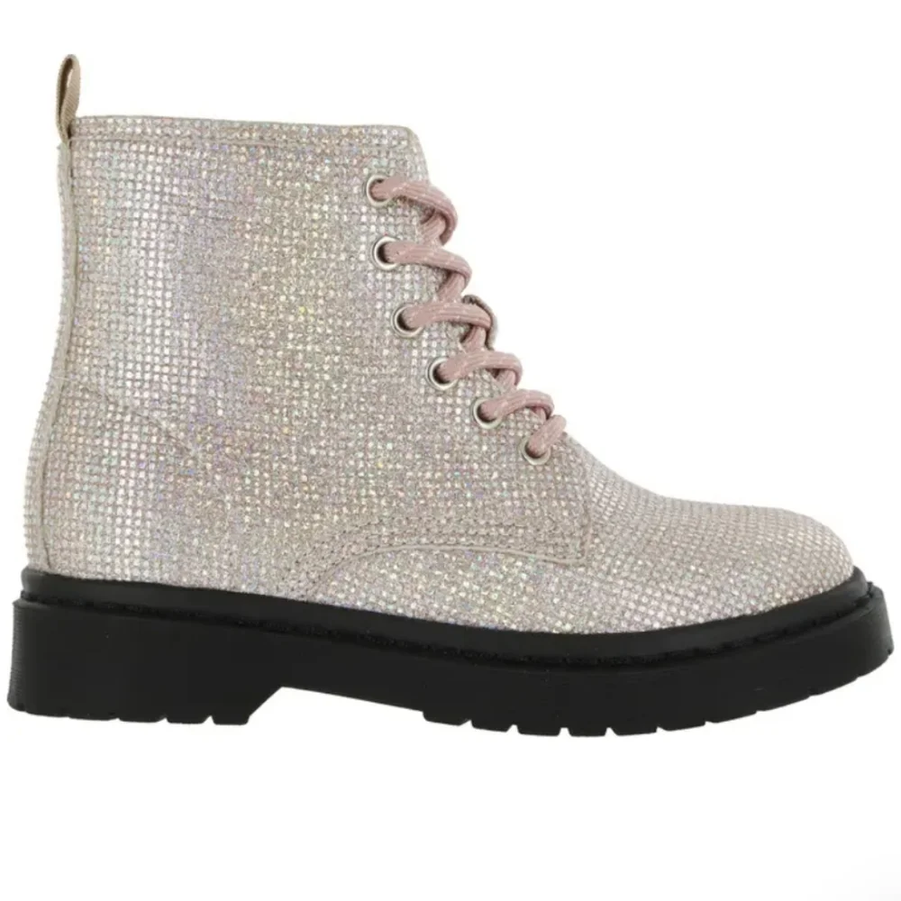 MIA- Little Kids' Jayn Glitter Lug Sole Lace-Up Boot - Picture 4 of 4